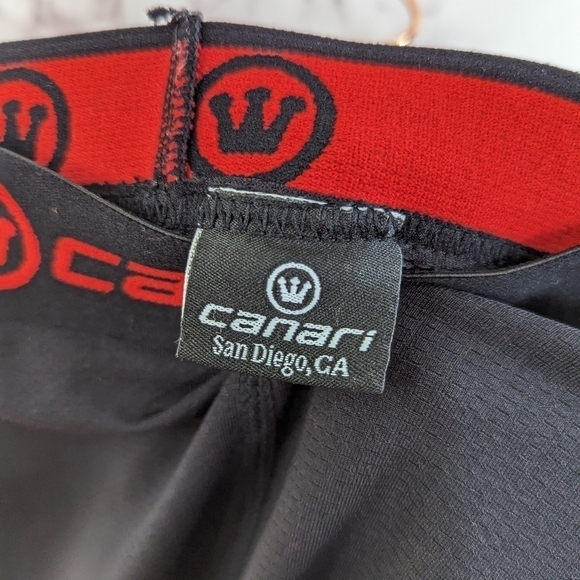 Canari Cycling Shorts Mens XL Padded Bike Black Red Spandex Stretch Athletic - Picture 3 of 9